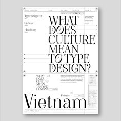 a poster with the words what does culture mean to type design? in black and white