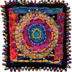 a colorful art work with beads on it