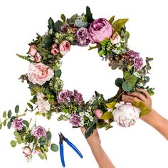 PRICES MAY VARY. Design a unique one of a kind wreath by yourself All the supplies you need are inside one box, including a base, flowers and leaves, scissors and extra wires 10 different flowers and evergreen leaves. High quality, doesn't fade Diameter of the base is 12", diameter of the wreath up to 20" A perfect décor for your house front door, fireplace, walls and windows A great idea for family and friends gathering parties It is a wreath that you can make by yourself. Compose leaves and fl Leaves Craft, Wreath Making Kits, Wreath Garland, Lambs Ear Wreath, Hanging Door, Leaf Crafts, Artificial Leaf, Wreaths & Garlands, Create Diy