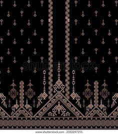 a black background with gold and white designs