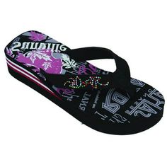 New women's canvas thong Low wedge flip flop sandals. Size: 9.  Color: Black.  Gender: female.  Age Group: adult.  Pattern: graphic. Mcbling Shoes, Y2k Sandals, Diy Kandi Bracelets, Cute Flip Flops, Y2k Shoes, Platform Flip Flops, Shoes Outfit Fashion, Wedge Flip Flops, Summer Flip Flops