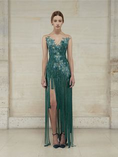 Couture Collection 2 Party Fringe, Rami Al Ali, Teal Fashion, Royal Outfits, Elegant Dresses For Women, Red Carpet Dresses, Yellow Fashion