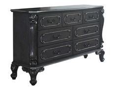 House Delphine 7Drawer Dresser in Charcoal - Ornate Home Villain Bedroom, Goth Dresser, Charcoal Dresser, Future Decor, Victorian Dressers, Dream Items, Lined Drawers, Classy Home, Makeover Bedroom