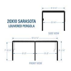 the side view and top view of an outdoor table with measurements for each end section