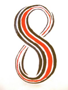 the letter s is made up of red and black strips on white paper with brown edges