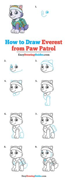 how to draw an animal from paw patrol step by step instructions for children and adults