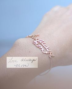 Handwriting Bracelet  Custom Actual Handwriting Jewelry  image 1 Custom Handwriting Jewelry, Handwriting Necklace, Onyx Necklace, Infinity Ring, Name Bracelet