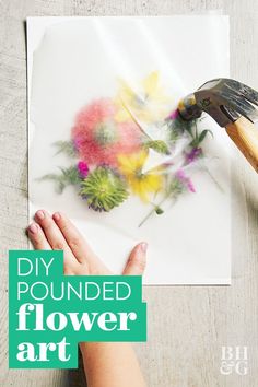 someone is painting flowers on a piece of paper with a paintbrush and the words, diy rounded flower art