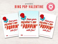 three valentine's day cards with the words ring pop valentine