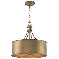 a chandelier with a light fixture hanging from it's center and two lights on