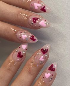 Heart Nails, Chic Nails, Valentine's Day Nails, Best Acrylic Nails, Valentines Nails, Nails Acrylic, Cute Acrylic Nails