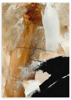 an abstract painting with brown, white and black colors