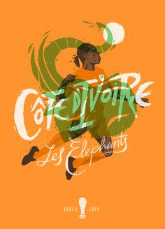 an orange and green poster with the words cafe d'avre, les ellipants