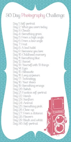 the 30 day photography challenge poster