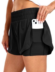 High Waisted Running Shorts, Gym Shorts Aesthetic, Amazon Athletic Clothes, Sports Clothes Women, Cute Running Outfits, Challenge Self Care, Cheap Running Shorts, Checklist Self Care, 2 In 1 Shorts