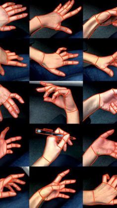 multiple images of hands with different angles and gestures