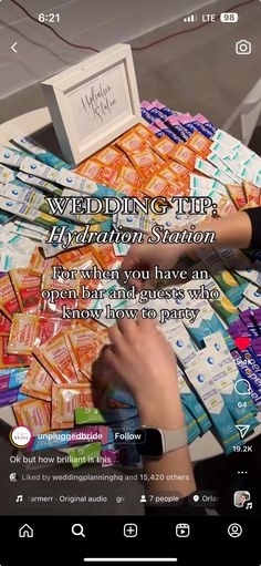 Unique Wedding Must Haves, Wedding Ideas After Party, Summer Wedding Essentials, Wedding Hydration Station, Hydration Station Wedding, Fun Wedding Things, Summer Wedding Tips, Wedding Reception Fun Ideas, Wedding After Party Ideas