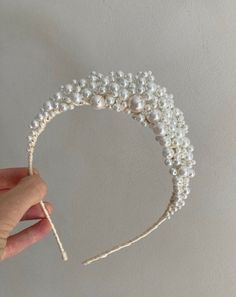 A handmade Swarovski and glass pearl tiara. The ribbon around the band comes in a variety of colours (brown, white, black, blush, blonde). The pearls are a soft ivory shade - similar to natural pearls. It measures approximately 1 inch at the highest point. Each piece will be unique as I make them by hand for customers - there will be slight  variations. If you would like me to send you a photo of your tiara before I post it, so that you can check you're completely happy with it, then please send Blush Blonde, Bridal Hair Combs Pearl, Tiara Headpieces, Pearl Bridal Headband, Bridal Gowns Vintage, Wedding Hairband, Hair Accessories Wedding, Black Blush, Pearl Tiara