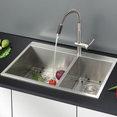 Ruvati 33 x 22 Drop-in 60/40 Double Bowl 16 Gauge Zero Radius Topmount Stainless Steel Kitchen Sink - RVH8050 Overmount Kitchen Sink, Overmount Sink, Drop In Kitchen Sink, Kitchen Sink Stainless Steel, Double Bowl Sink