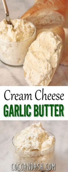 cream cheese garlic butter in a small glass bowl