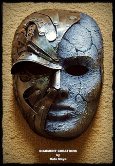 Steampunk Metal Stone Mask  Handmade,  Size: full face.  Materials: cardboard, plastic, recycled parts and paint. Mask Steampunk, Steampunk Mask, Metal Mask, Diesel Punk, Venetian Masks, Cool Masks, Gothic Steampunk, Masks Masquerade