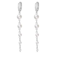 PRICES MAY VARY. 【Dainty and Elegant】Drop pearl earrings are great to wear for an event or just casually to elevate any outfit. Match pearl necklaces well. Light weight hoop earrings + one bright silver chain that holds 5 pearls. NOT too cut and get tangled easily. 【SEMI-FINE JEWELRY】: 24K platinum gold filled SOLID 925 Sterling Silver semi-fine jewelry. Gold filled jewelry contains 5 times gold than gold plated jewelry, making our jewelry pieces eye-catching & perfect for long-term wear. 【Hypoa Pearl Earrings Dangle Silver, Bridal Pearl Dangle Earrings, Gifts For Wedding Anniversary, Drop Pearl Earrings, Gifts For Wedding, Long Pearl Earrings, Earrings Dangling, Pearl Earrings Wedding, Pearl Dangle Earrings