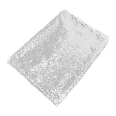 a white rug with silver sequins on the bottom and one side is shown