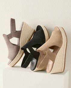 Step to it in a versatile espadrille featuring a high vamp with geometric stamping and side cutouts for stylish, season-right coverage. Crafted in Italian suede, with a walkable pitch and padded comfort for all-day ease.  By EILEEN FISHER. Slingback with hook-and-eye closure. Leather-wrapped padded footbed. Espadrille wedge and platform. Vacation Suede Espadrilles With Textured Sole, Suede Open Toe Espadrilles With Cushioned Footbed, Casual Suede Platform Wedge Sandals, Suede Platform Espadrilles For Vacation, Chic Suede Open Toe Espadrilles, Suede Espadrilles For Vacation, Chic Suede Espadrilles For Vacation, Spring Suede Wedge Sandals With Textured Footbed, Spring Suede Wedge Heel Espadrilles