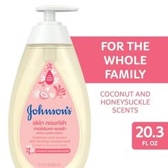 Gently cleanse & moisturize baby's delicate and developing skin with Johnson's Baby Skin Nourish Moisture Wash. Designed specifically for babies & suitable for kids & adults too, this nourishing baby body wash helps leave infant's delicate skin clean, soft & feeling moisturized. The skin cleansing baby bath wash is enriched with 2x more moisturizers* to nourish skin as it washes. In fact, 95% of caregivers agree that baby's skin felt moisturized after use. Formulated with a coconut & honeysuckle Liquid Body Wash, Ariel Wedding, Baby Body Wash, Hair Clean, Skin Cleansing, Sensitive Skin Care, Soft Feeling, Baby Shampoo, Skin Hair