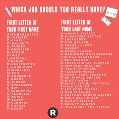 a red poster with the words which job should you really have? and what do they mean