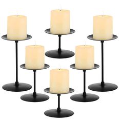 PRICES MAY VARY. Elsjoy 6 pack 3 size candle holders measure 3.5" in platform diameter, come in 3 different heights, 5.9"/3.9"/2". You can freely assemble the base, platform, and center pole by easily screw-tightening them. Put your beautiful candles on display in style with this modern and versatile candle holder set. Sturdy Metal: Our metal candle holders are made of high-quality, durable iron that can last for years to come. Stable and strong enough to hold thick, heavy pillar candles. They a Fireplace Candelabra, Candle Holders Metal, Fireplace Candle Holder, Black Pillar Candles, Pillar Candle Stand, Table Centerpiece Wedding, Black Candle Holders, Candle Sticks Wedding, Candles In Fireplace