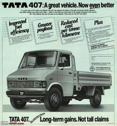 an advertisement for the tata 4077 truck