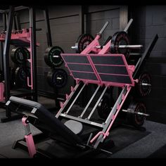 there is a pink bench in the gym