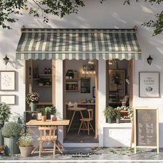 Small Town Bakery Exterior, Cafe Front View, Small Bakery Coffee Shop, Cafe Aesthetic Decor, Outside Coffee Shop Design, Small Caffetteria Ideas, Small Town Cafe Interior, Small Coffee Shops Ideas, Salad Cafe Interior