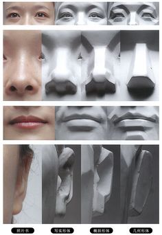 an image of different facial expressions in various stages of the process, including one woman's face and two men's heads