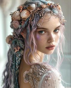 Whimsical Hair, Fairy Hair, Photographie Portrait Inspiration, Mermaid Aesthetic, Mermaid Dreams, Mermaid Makeup, Fantasy Photography, Fantasy Pictures, After Birth