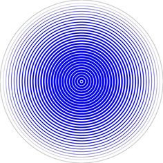 a blue and white circular design with lines in the center, on a white background