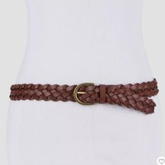 Brown Faux Leather Construction Adds A Classic Look That Easily Pairs With Most Styles Braided Style Lets You Wear The Belt At Any Size You Want To Metal Buckle Adds Subtle Shine The Braided Construction Of This Faux Leather Belt Brings Interesting Texture While Also Letting You Wear It At Any Size, Whether You Are Wearing It With Jeans Around Your Hips Or Using It To Cinch The Waist Of A Shift Dress. These Are New With Tags, There May Be Stickers On The Tags Brown Leather Belt Woman, Brown Braided Belt, Braided Leather Belt, Braided Belt, Faux Leather Belts, Brown Leather Belt, Brown Belt, Braided Leather, Braid Styles