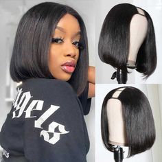 Thin Part Straight Bob Wig U Part Wig No Lace V Part Wig Bob Wig For Black Women, Cool Hair Styles, Unice Hair, Straight Bob Wig, Short Straight Bob, Wig Hairstyles Ideas, Brazilian Hair Bundles, Sewing Easy, Wig Straight