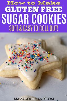 sugar cookies with sprinkles and white frosting on top are the best way to make gluten - free sugar cookies