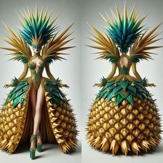 Fruit Costume Women, Carnival Outfit Carribean, Pineapple Costume, Creative Costuming Designs, Pageant Costumes, Yellow Costume, Clever Halloween Costumes