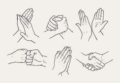 several hands holding each other in different positions