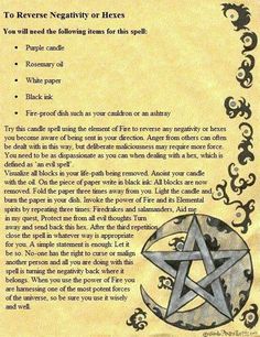 To reverse negativity or hexes Witchcraft Book Of Shadows, Types Of Witchcraft, Curse Spells, Jar Spells