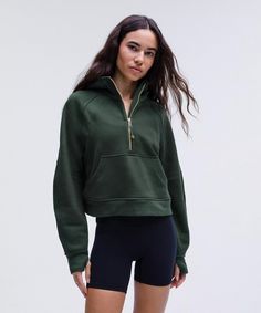 Scuba Oversized Half-Zip Hoodie | Women's Hoodies & Sweatshirts | lululemon Garage Clothes, Scuba Sweatpants, Hoc Autumn, Ice Skating Outfits, Green Cropped Hoodie, Zip Hoodie Design, Dyt Type 3, Lululemon Hoodie, Winter Green