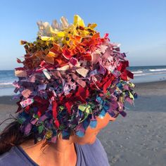 This one of a kind hat is very stylish, classy, elegant and feminine.   Real funky hat, very unusual.  I crocheted this boho hat with many different strips of fabrics in many shadows of blue, pinkish and purple in a cloche, or bucket shape.  Very lightweight. Made with cotton/cotton blend fibers. Fits most of average and big  adult heads. Comes from my smoke and pet free studio. To see more of my women's hats, click here:  https://www.etsy.com/shop/Iryna?section_id=22590274 Ask your questions, I Cheap Vintage Hats For Festivals, Luxury Multicolor Adjustable Hats, Bohemian Brimmed Yarn Beanie, Multicolor Headband Hat, Handmade Beanie Costume Hats One Size, Handmade Bohemian Beanie, Handmade Beanie For Spring, Whimsical Yarn Hats For The Beach, Whimsical Yarn Beach Hat