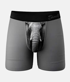 Shinesty® The Elephant Stretch Boxer Briefs - Grey Small, Men's Grey Photo Real printed Modal blend 6 boxer briefs with fly 4-way stretch fabric Elasticized waistband Ball Hammock® for enhanced support Moisture wicking No itch stitching. 95% Modal 5% Spandex. Machine wash with like colors delicate cycle. Do not bleach. Hang dry. Do not iron. No fabric softener.. MEN'S BOXER SHORT SIZE CONVERSION CHART Boxer Size S M L XL XXL Waist Size 29-33 33-36 36-40 40-43 43-45 *Conversion sizes may vary. Me Mens Pouch, Biggest Elephant, Elephant Trunk, Mens Boxer Shorts, Anti Chafing, The Trunk, Elephant Pattern, Science Biology, Thrift Shop