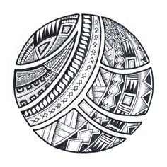 a black and white drawing of a ball with geometric designs on it's surface