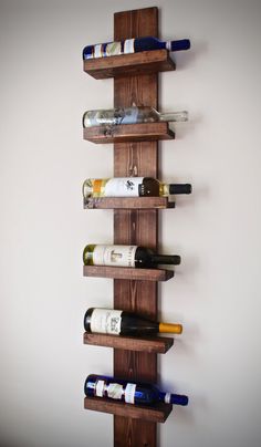 a wine rack made out of wooden planks