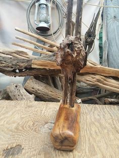 a piece of wood that is sitting on top of a table