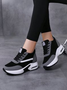 Women's sports shoes, mesh breathable, lightweight, anti slip, wear-resistant, fashionable and high rise women's shoesWomen's Sports Shoes, Mesh Breathable, Lightweight, Anti Slip, Wear-Resistant, Fashionable And High Rise Women's Shoes Black Sporty    Plain    Women Shoes, size features are:Bust: ,Length: ,Sleeve Length: Plateau Sneaker, Women Platform Sneakers, Walking Shoes Women, Casual Sneakers Women, Black Shoes Women, Casual Lace, Outdoor Shoes, Womens Clothing Sizes, Platform Sneakers